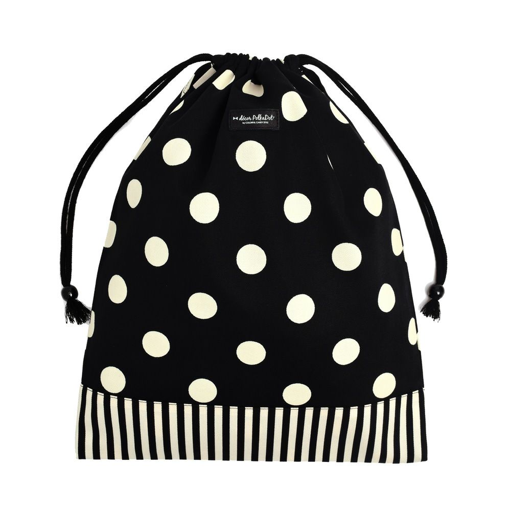 decor PolkaDot　巾着　大　体操服袋　polka dot large(twill・black)xnarrow stripe(twill・black)_1