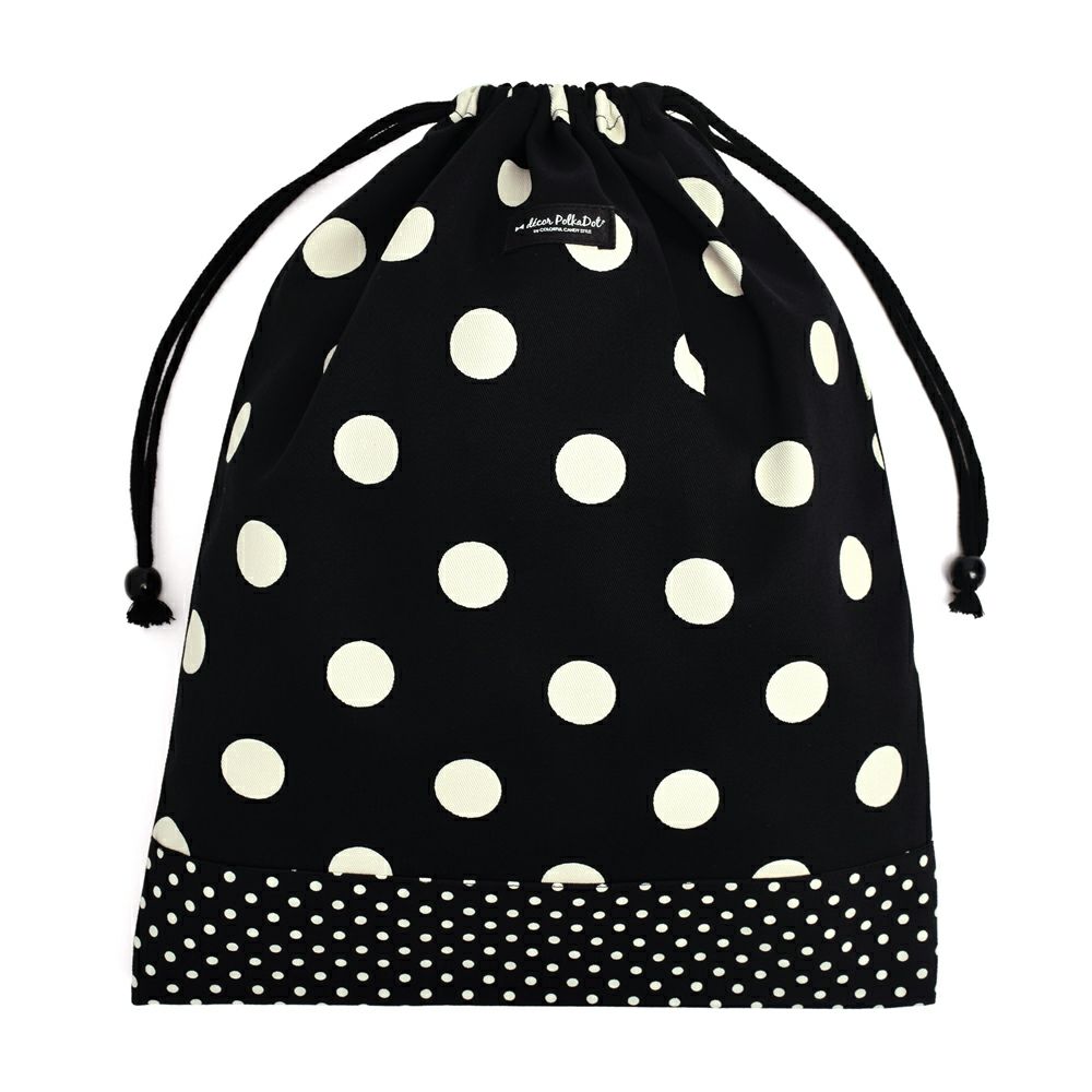 decor PolkaDot　巾着　大　体操服袋　polka dot large(twill・black)xpolka dot small(twill・black)_1