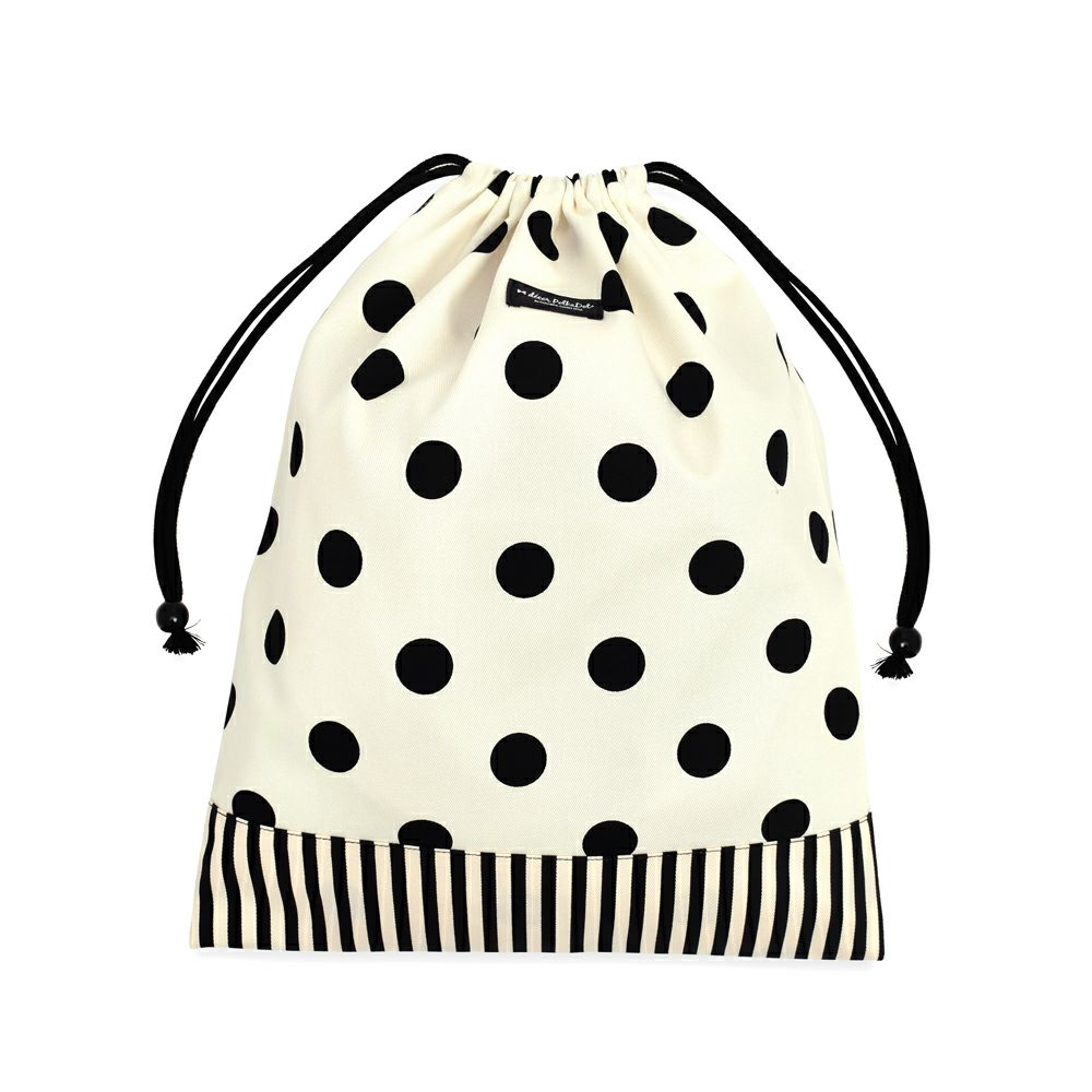 decor PolkaDot　巾着　大　体操服袋　polka dot large(twill・white)xnarrow stripe(twill・black)_1