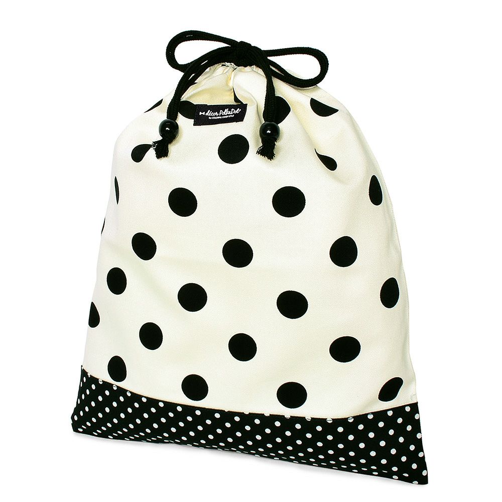 decor PolkaDot　巾着　大　体操服袋　polka dot large(twill・white)xpolka dot small(twill・black)_1