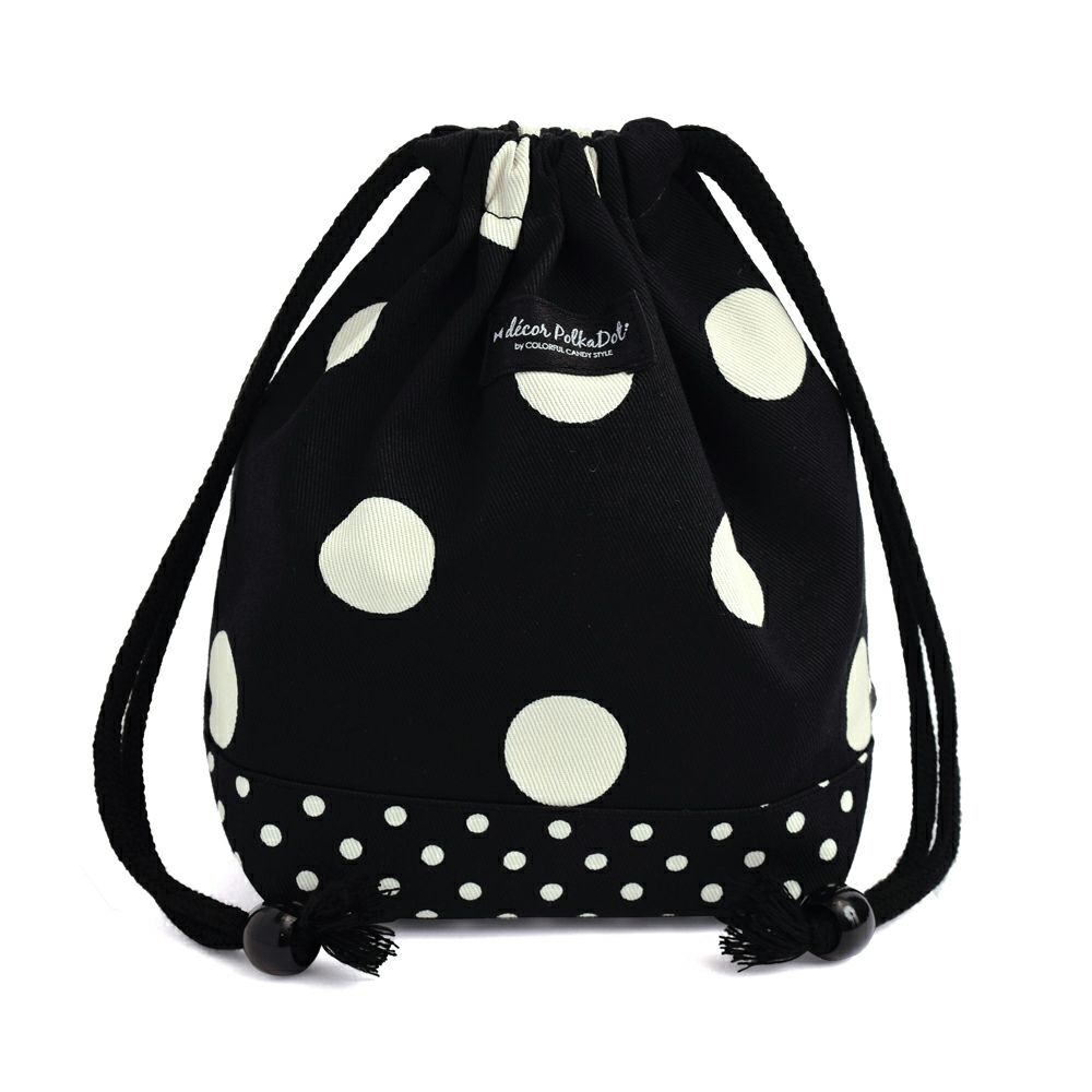 decor PolkaDot　巾着　小　コップ袋　polka dot large(twill・black)xpolka dot small(twill・black)_1