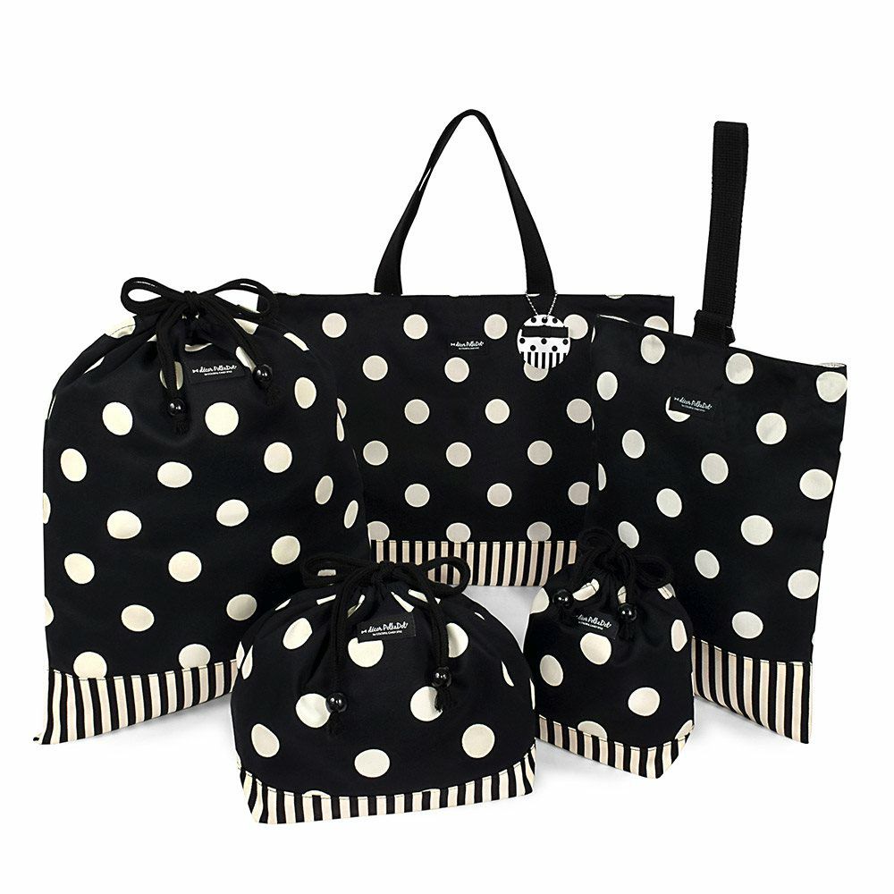 decor PolkaDot　入園入学セット　リバーシブル  polka dot large(twill・black)xnarrow stripe(twill・black)_1