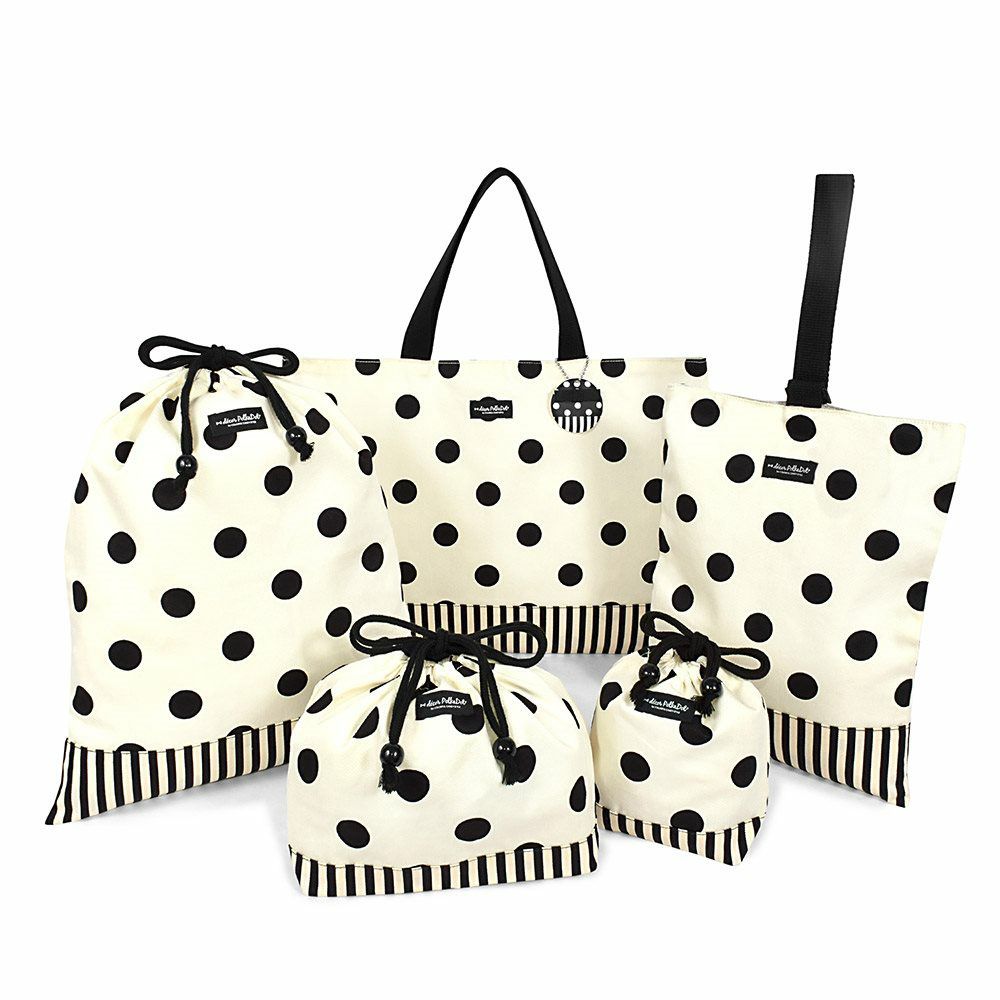 decor PolkaDot　入園入学セット　リバーシブル  polka dot large(twill・white)xnarrow stripe(twill・black)_1