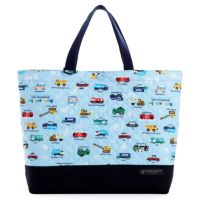 マチ付きキルティングレッスンバッグ(ループ付き)　アクセル全開はたらく車(ライトブルー)_1