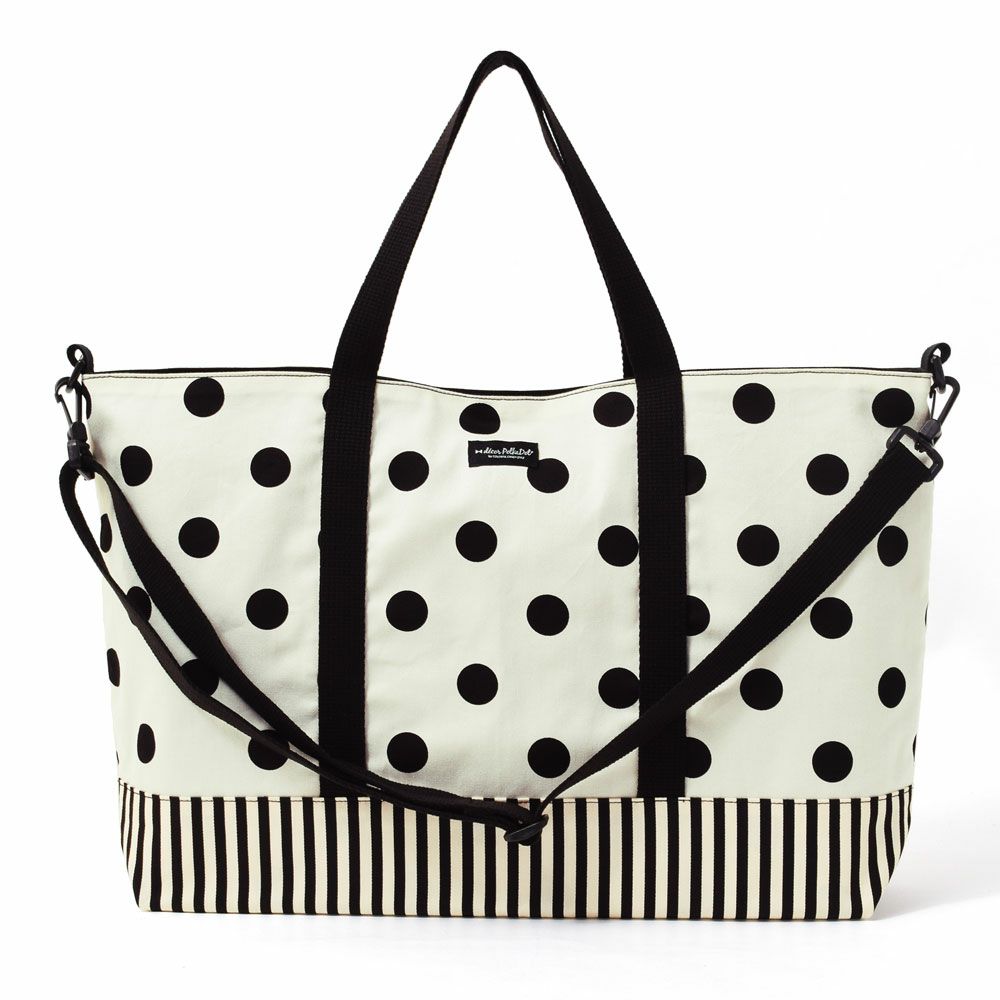 decor PolkaDot レッスンバッグ マチ付き　 polka dot large(twill・white)×narrow stripe(twill・black)_1