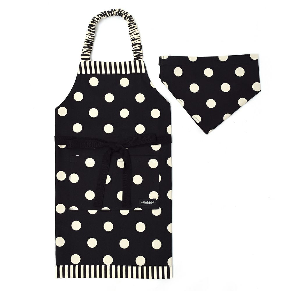 decor PolkaDot エプロン 100-120サイズ polka dot large(twill・black)×narrow stripe(twill・black)_1