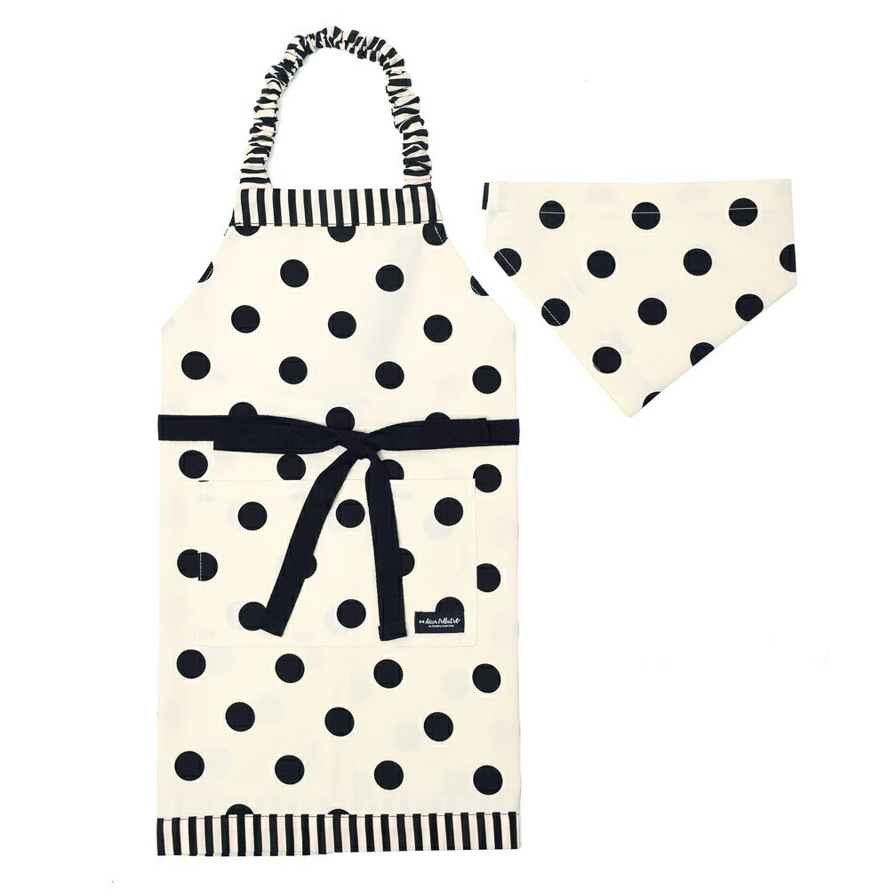 decor PolkaDot エプロン 100-120サイズ polka dot large(twill・white)×narrow stripe(twill・black)_1