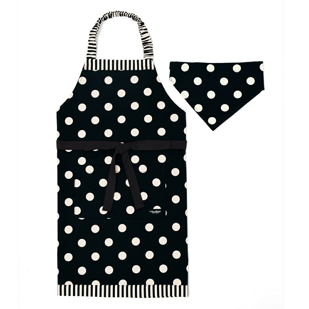 decor PolkaDot エプロン 130-160サイズ polka dot large(twill・black)×narrow stripe(twill・black)_1