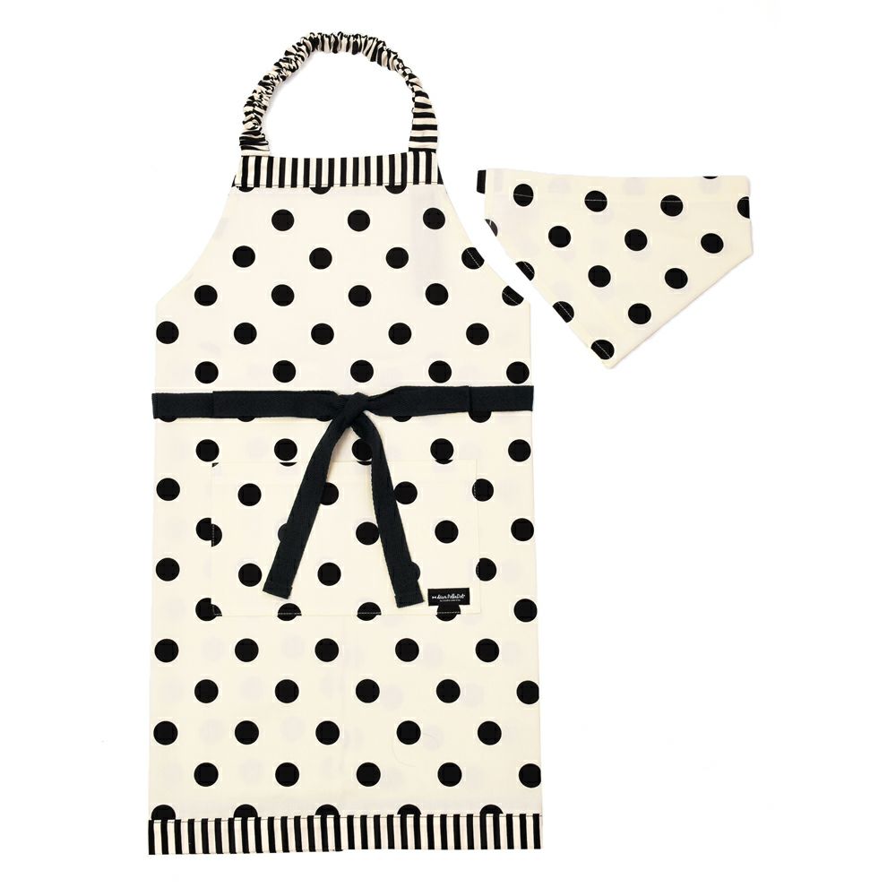 decor PolkaDot エプロン 130-160サイズ polka dot large(twill・white)×narrow stripe(twill・black)_1