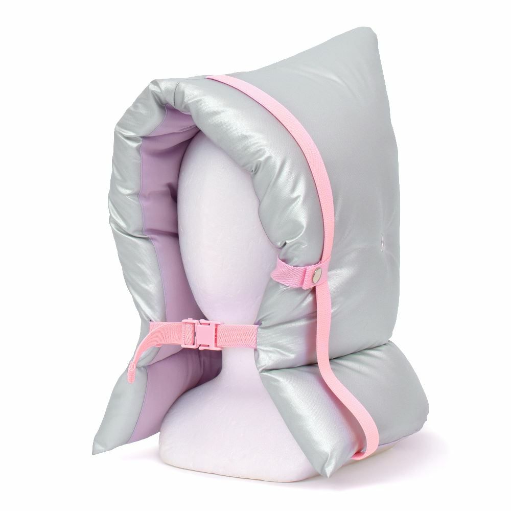 防災頭巾(椅子固定ゴム付き)　防炎シルバータイプ(ピンク)_1