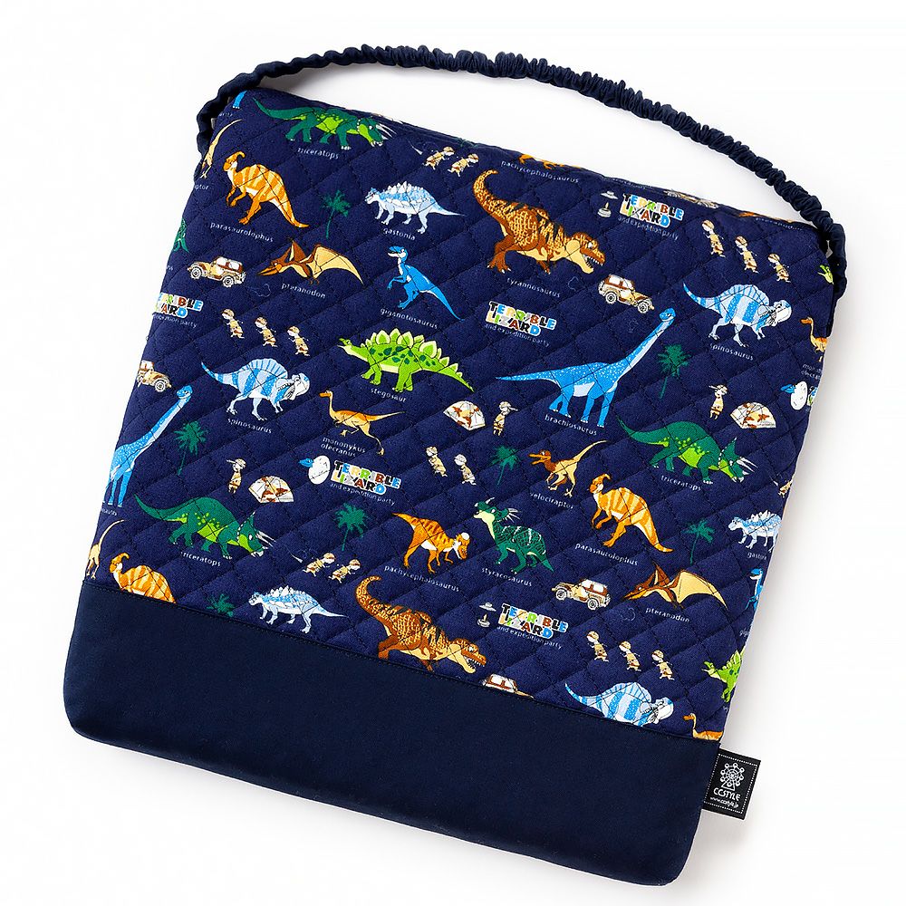 ざぶとん　キルティング　発見!探検!恐竜大陸(ネイビー)_1