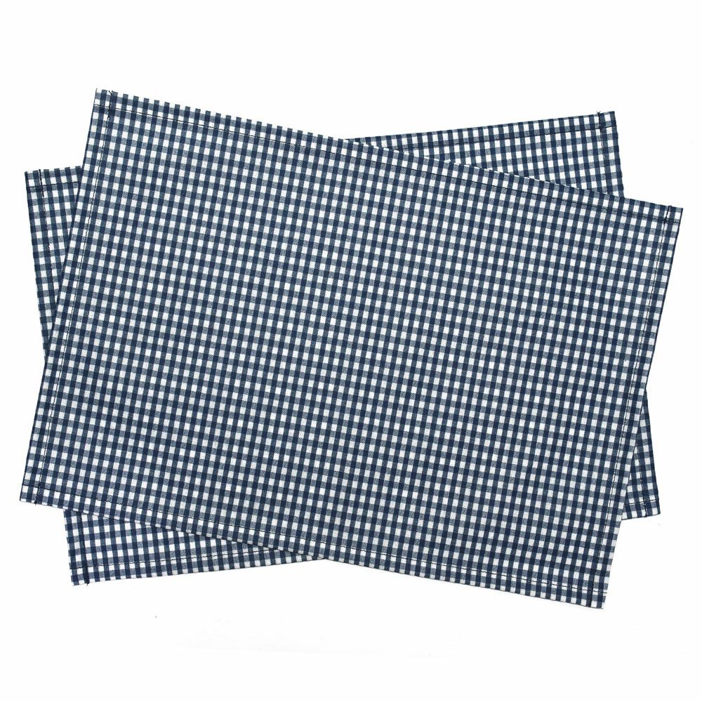 ラミネートランチョンマット　チェック大(綿100%)・紺_1