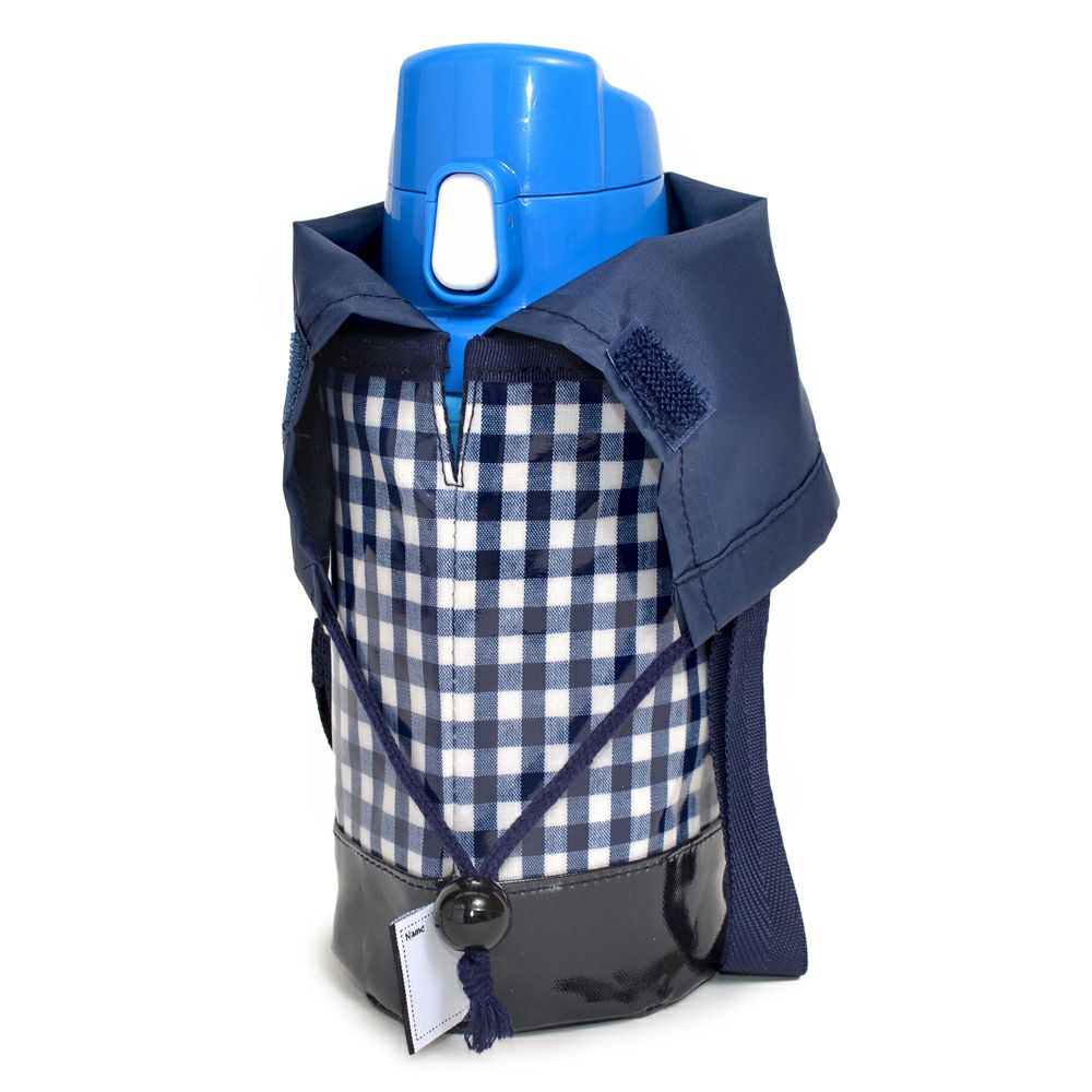 水筒カバー　スモールタイプ　チェック大・紺_1