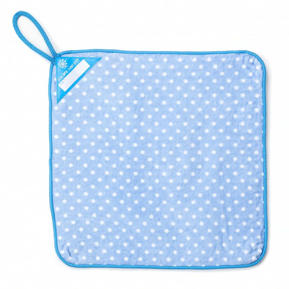 ループタオル　水玉(水色地に白ドット)_1