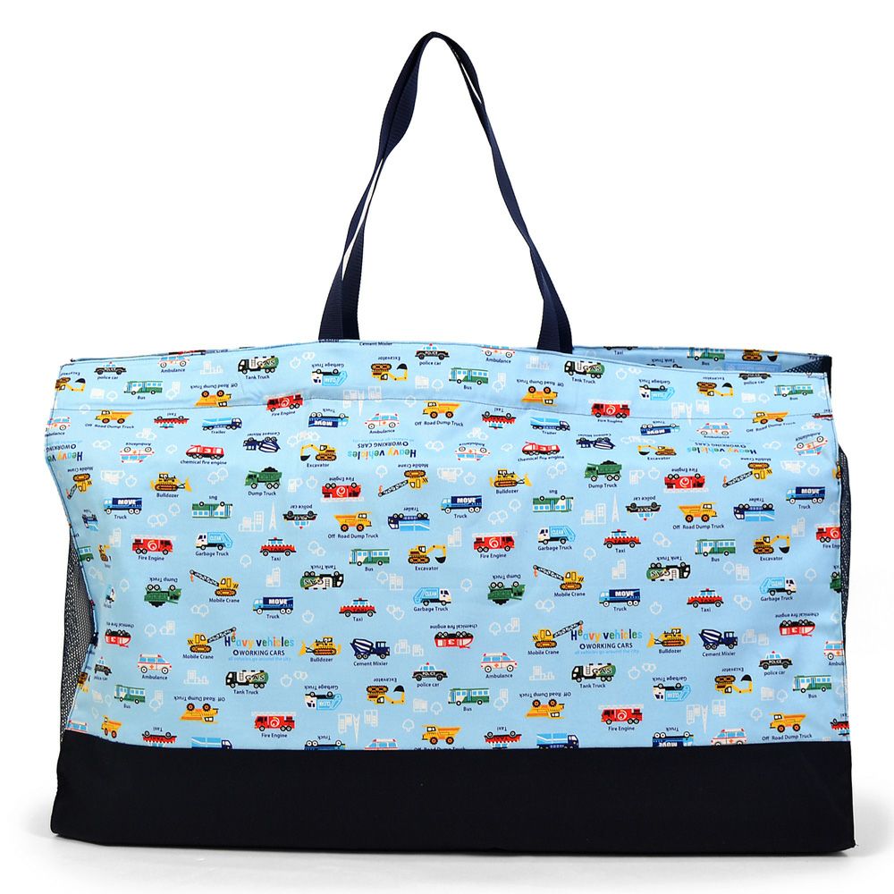 お昼寝布団バッグ　アクセル全開はたらく車(ライトブルー)_1