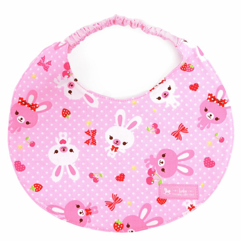 スタイ　首ひもタイプ　ハッピーうさちゃん仲良しうさちゃん(水玉ピンク)_1