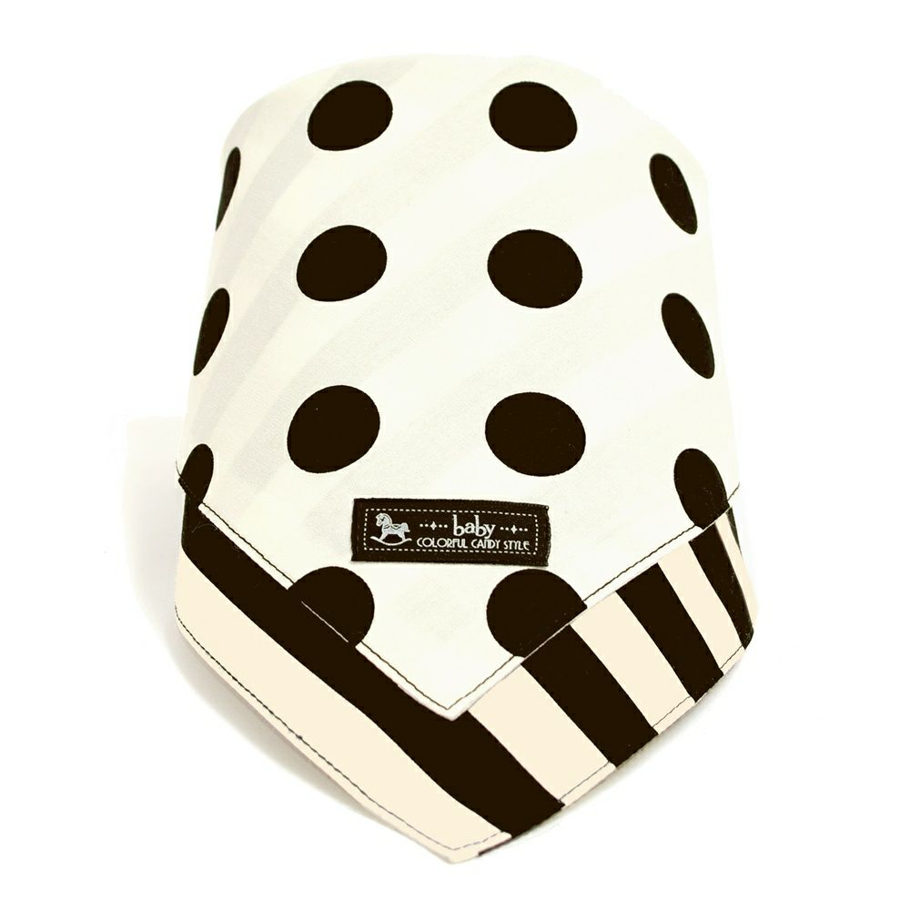 スタイ　ハンカチタイプ　polka dot large(broadcloth・white)×wide stripe_1