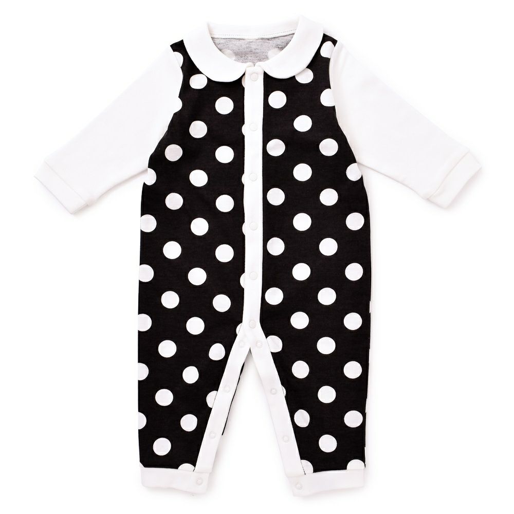 カバーオール・ロンパース　polka dot large(black)_1