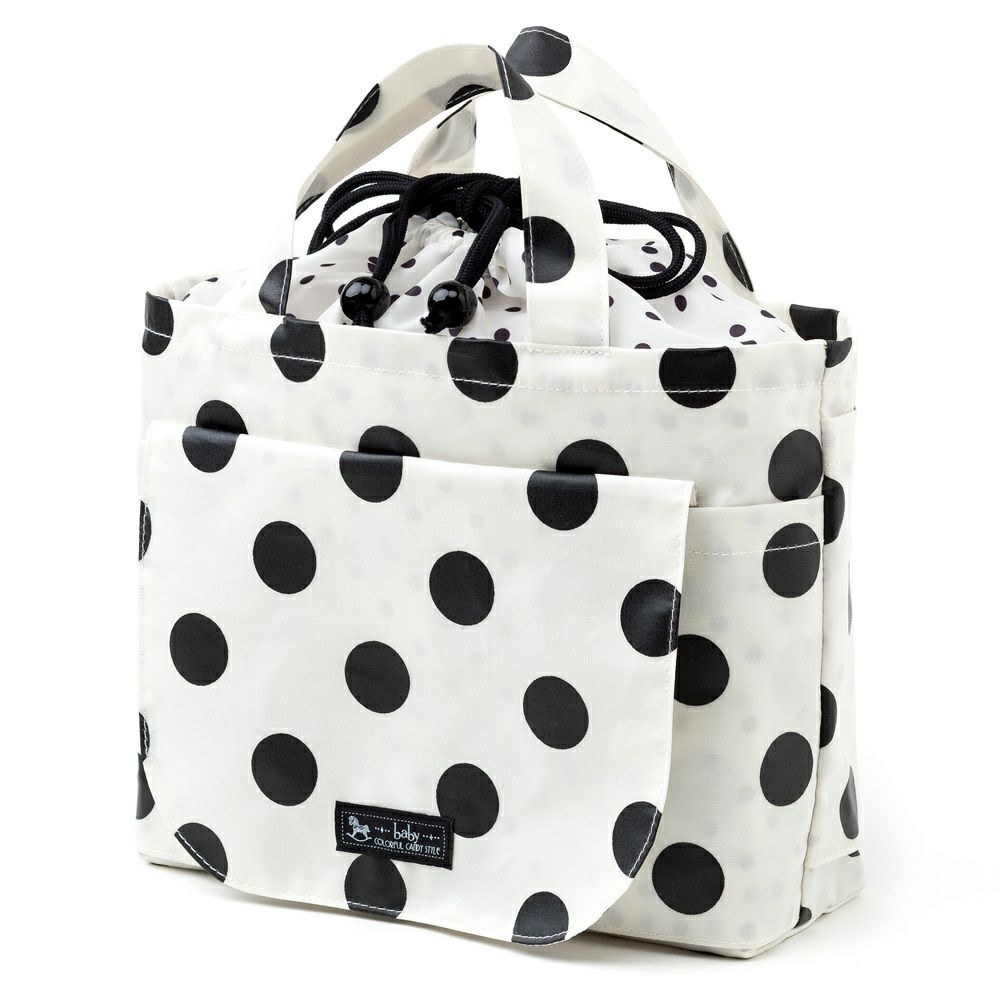 おむつポーチ　巾着トートタイプ　polka dot large(broadcloth・white)_1