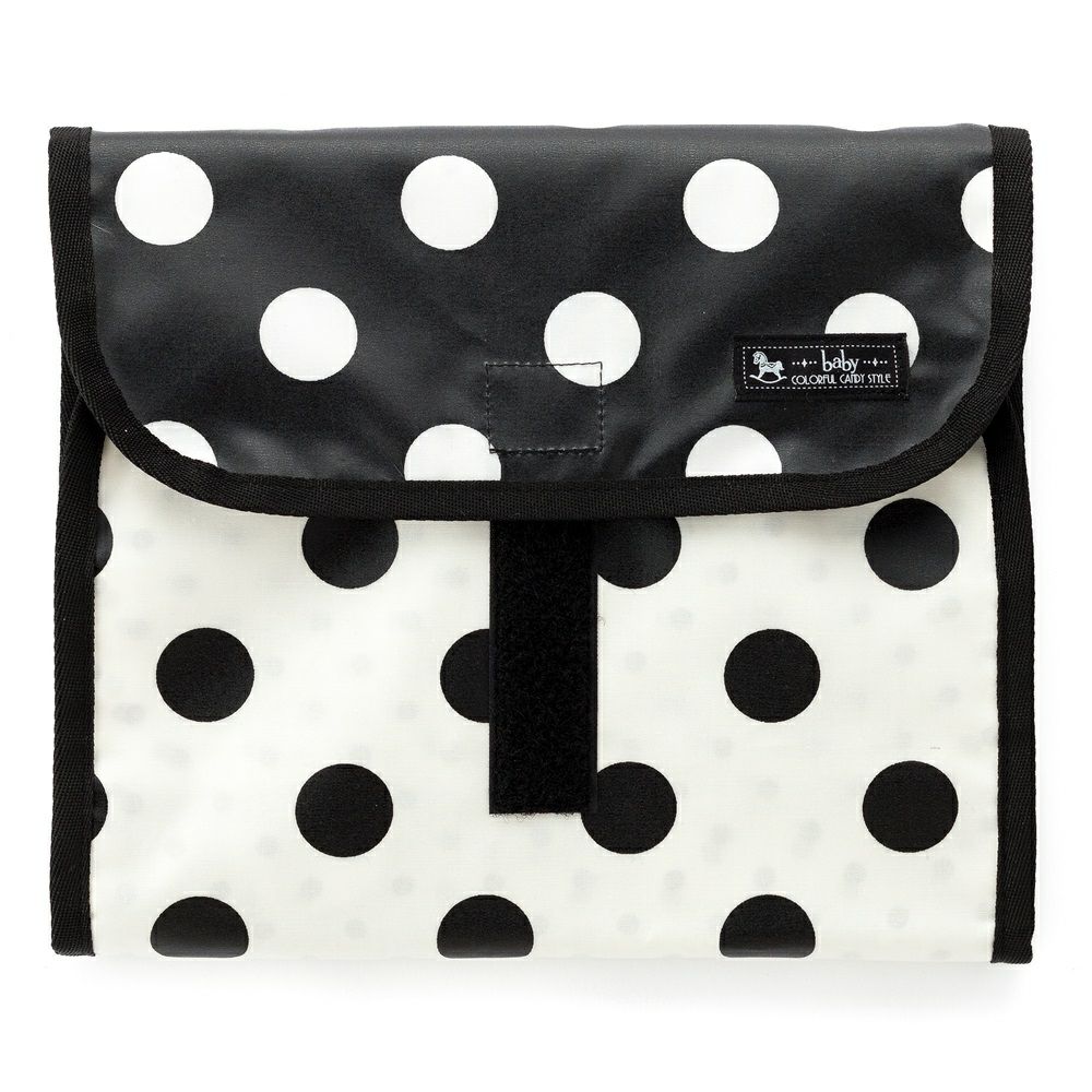 おむつポーチ　クラッチタイプ　polka dot large(broadcloth・black)_1