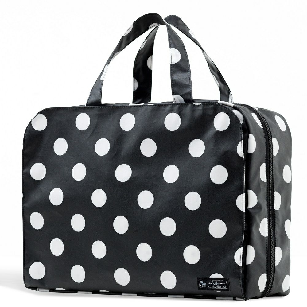 おむつポーチ　バッグタイプ　polka dot large(broadcloth・black)_1