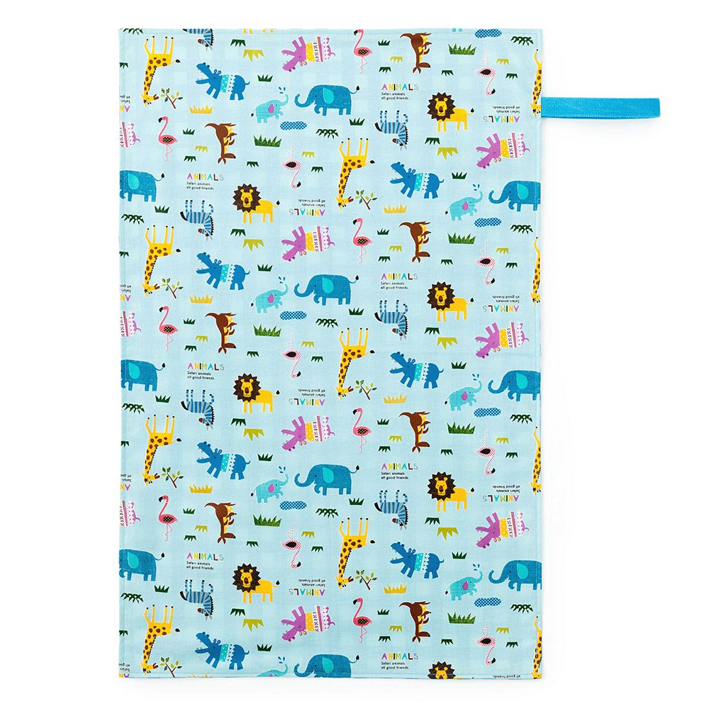 おむつ替えシート　サバンナ横断どうぶつ大行進(スケアー地・ライトブルー)_1