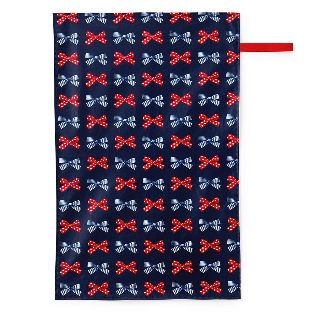 おむつ替えシート　ポルカドットとストライプのフレンチリボン(スケアー地・ネイビー)_1