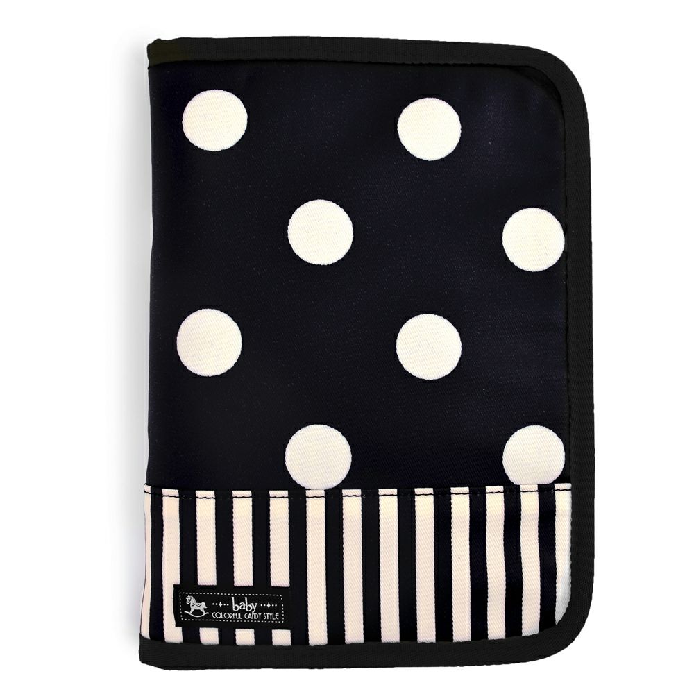 マルチケース/母子手帳ケース　ファスナータイプ　polka dot large(twill・black)_1