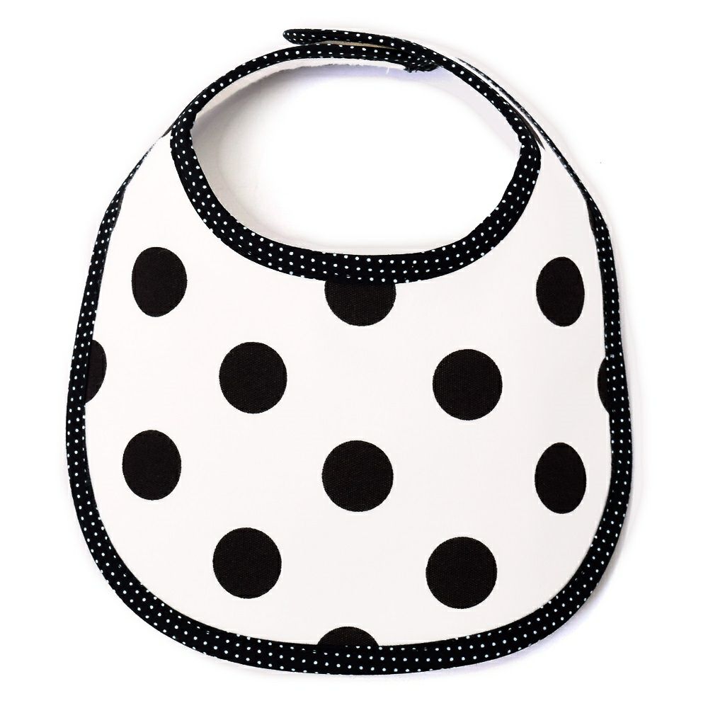 スタイ・ビブ・よだれかけ(丸型)　polka dot large(white)_1