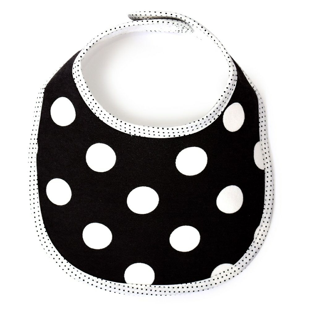 スタイ・ビブ・よだれかけ(丸型)　polka dot large(black)_1