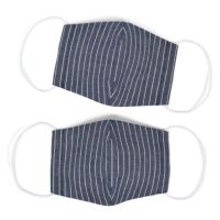 大人用 マスク  フリーサイズ 2枚セット(銀イオン抗菌ガーゼ) ピンストライプ・インディゴ_1